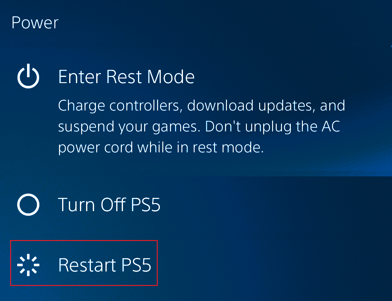 restart ps5