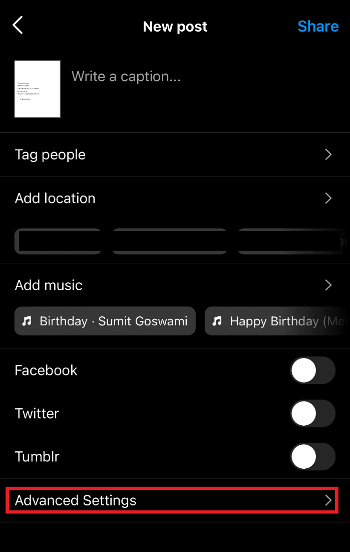 Tap on Advanced Settings. How to See Liked Reels on Instagram