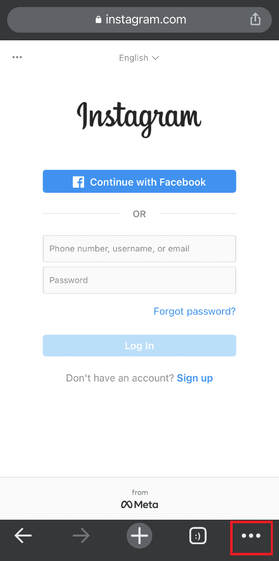Tap on the three dots in the Log In page. How to See Liked Reels on Instagram
