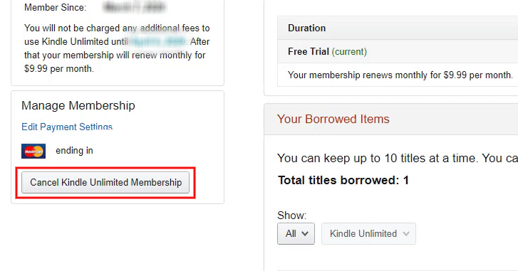 Cancel Kindle Unlimited Membership