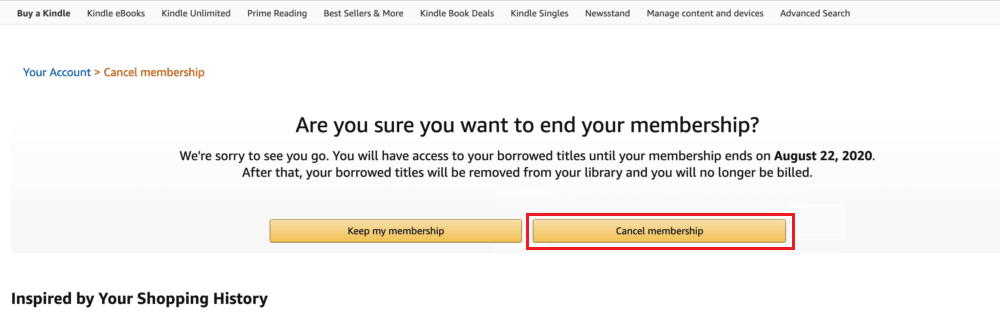 Click on Cancel membership