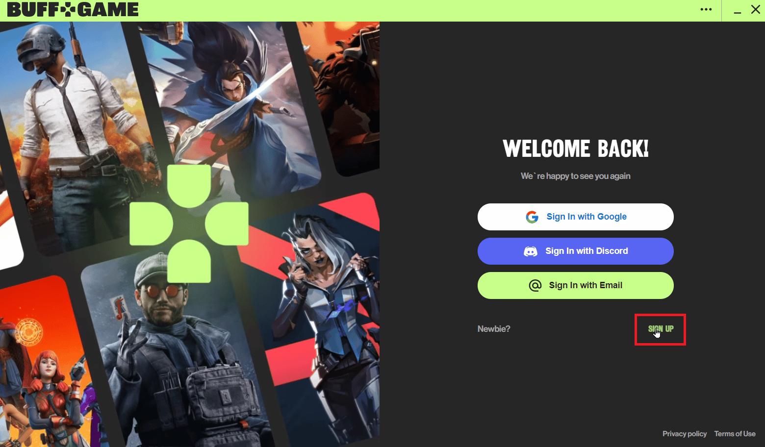 click sign up