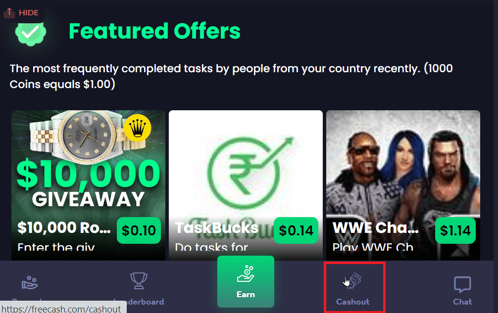 Click on the Cashout tab. How to Get Apex Coins for Free