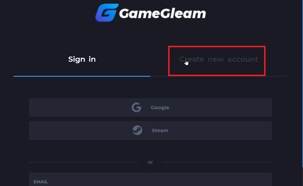 click create new account