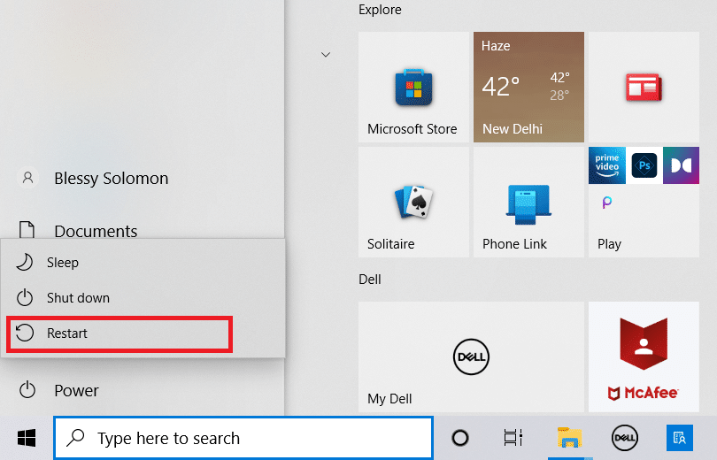 Restart the computer