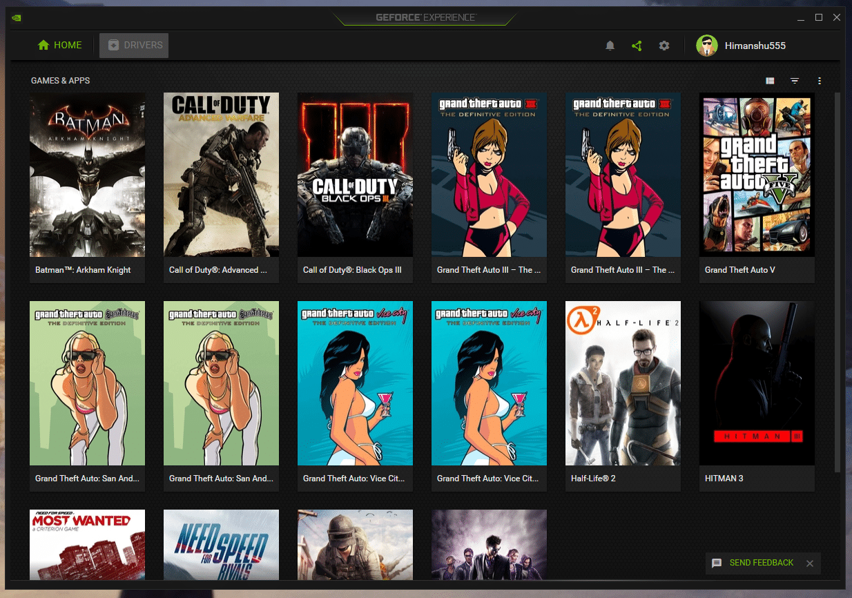Click on DRIVERS option. Fix NVIDIA Geforce Experience C++ Runtime Error