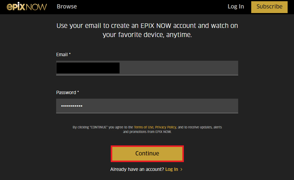 click on the Continue button 