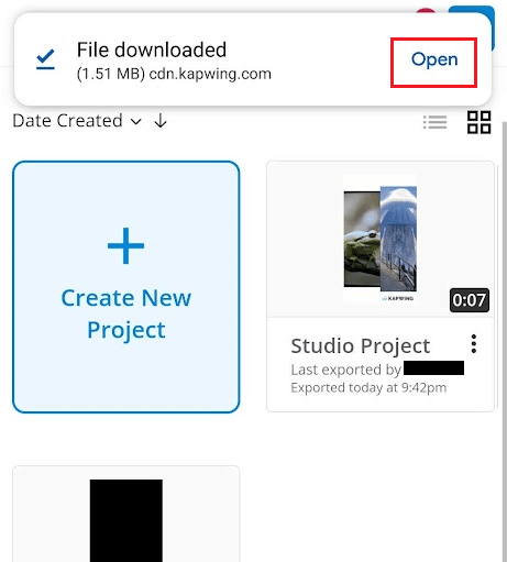 Tap on Open from the notification to open the duet video | How to Duet on TikTok with a Saved Video