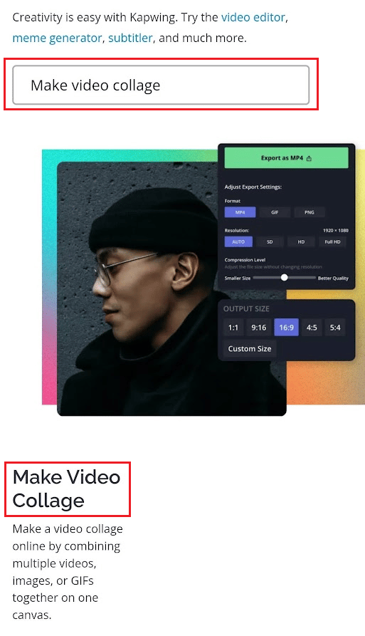 Type Make video collage in the search bar and tap on Make Video Collage tab from the search result