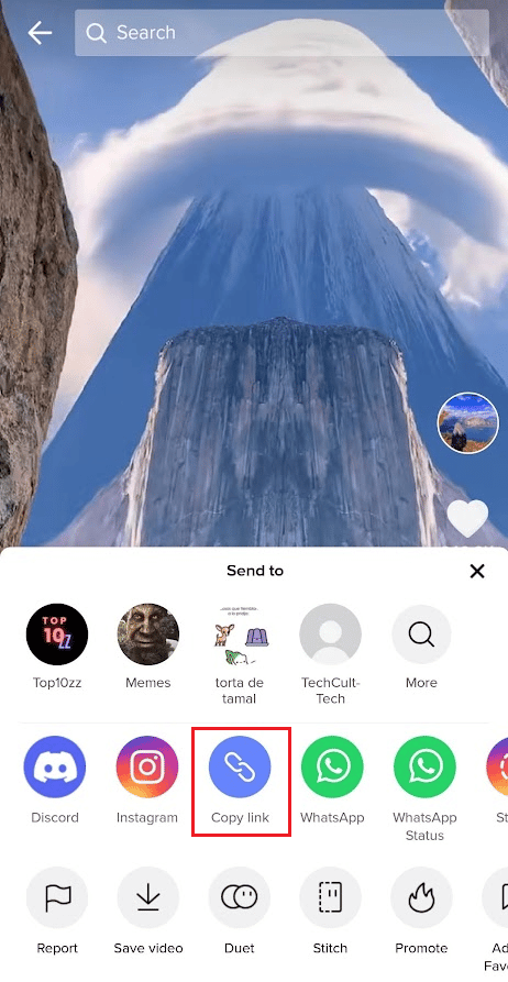 Tap on Copy link to copy the link of this video you want to duet with | How to Duet on TikTok with a Saved Video