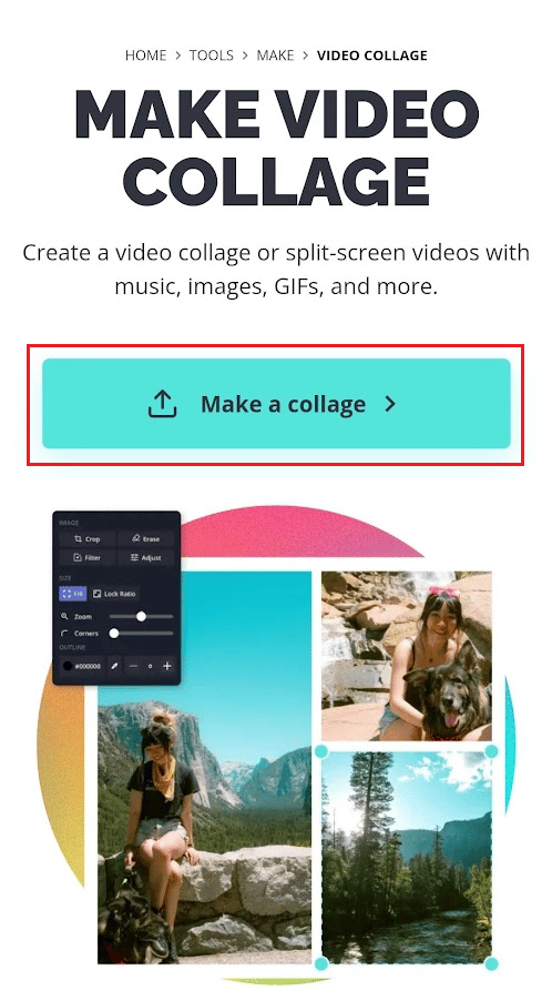 Tap on Make a collage