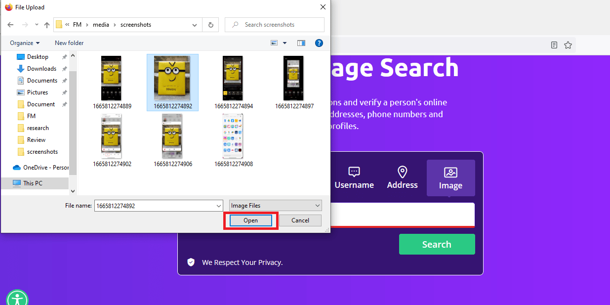 Click on the Open option
