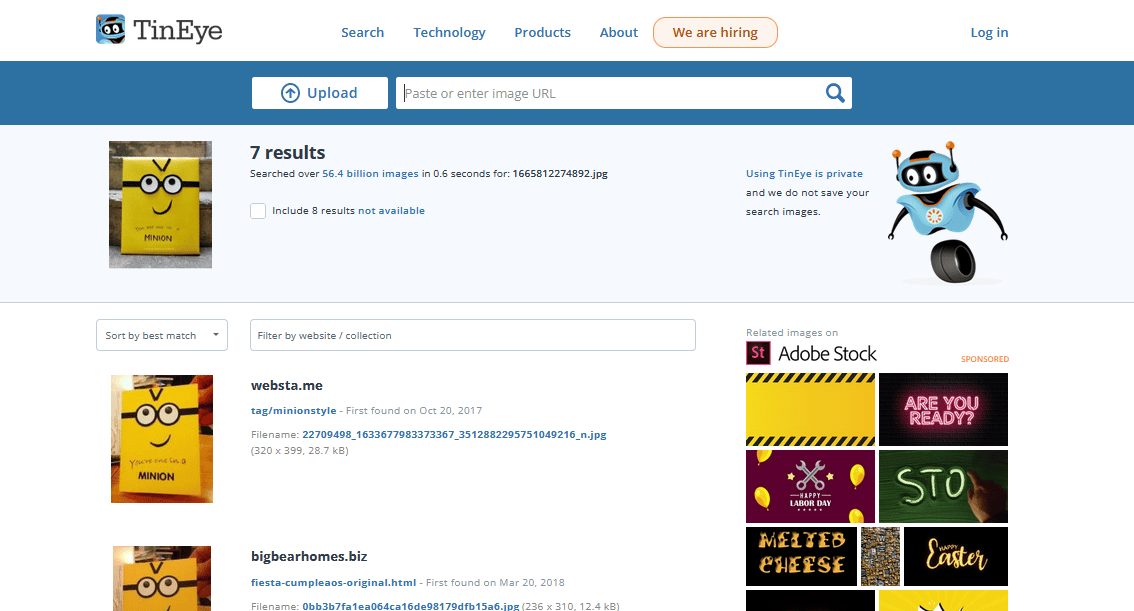 You will find the search results that look like this | How to Reverse Image Search on Instagram