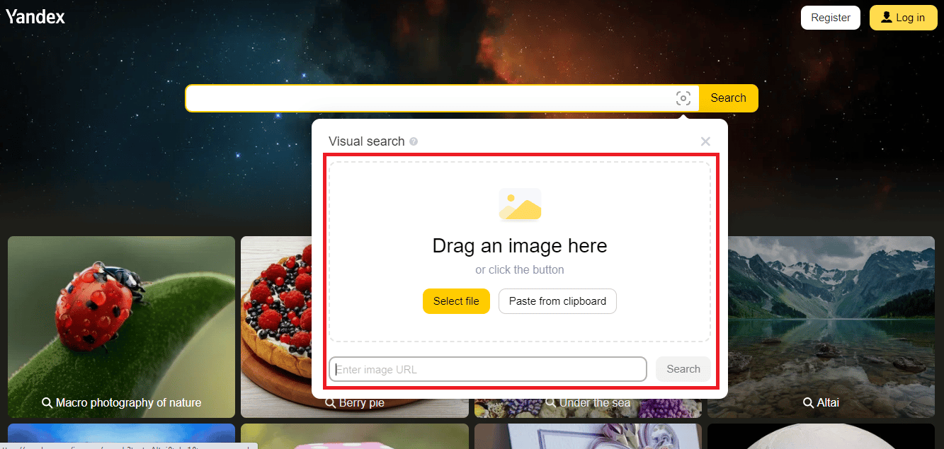 Drag and drop the image you want to search | How to Reverse Image Search on Instagram