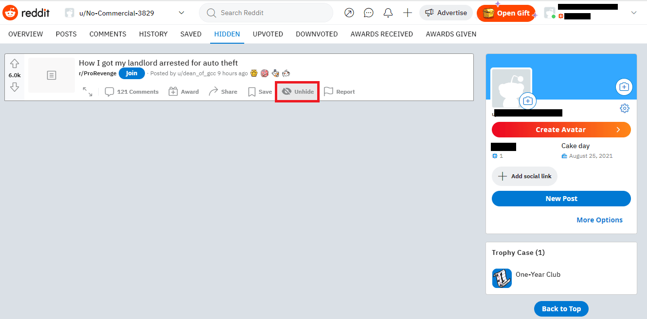 Click on Unhide 