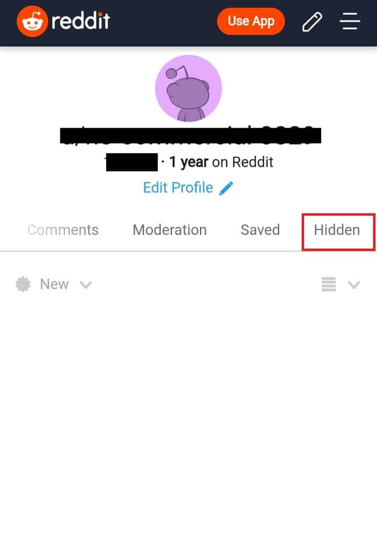 Tap on Hidden