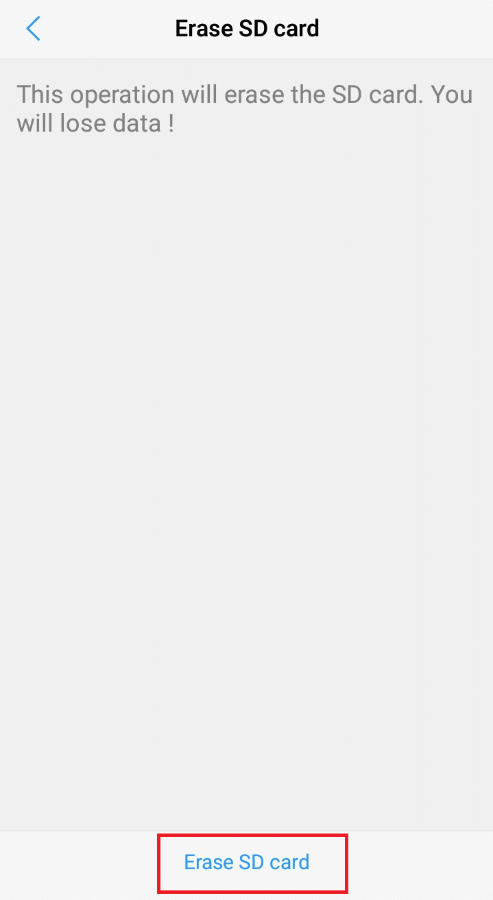 Click on Erase SD card