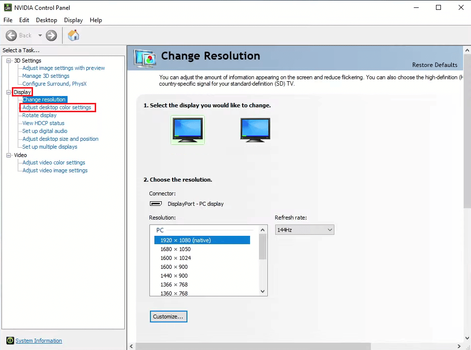 under Display, click on Adjust desktop color settings | increase vibrance in Valorant