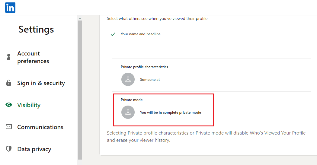 Select Private mode