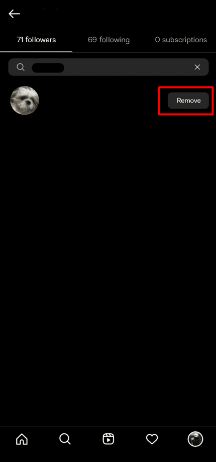 Locate the desired IG profile you want to remove and tap on Remove next to it