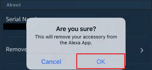 Tap on OK from the ensuing pop-up to confirm the unlinking process