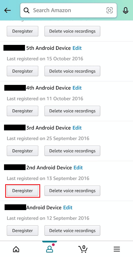 Tap on Deregister to delete from each app or device you own | Why I Cannot Remove Device from Alexa App?