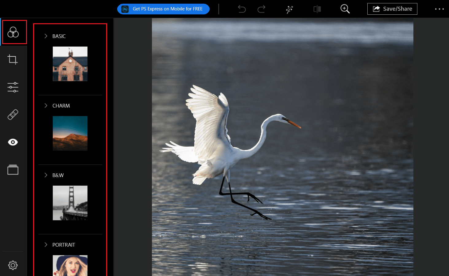 click on the Looks tab from the left pane and select the desired looks you want to apply to your photo | unedit someone else's photo