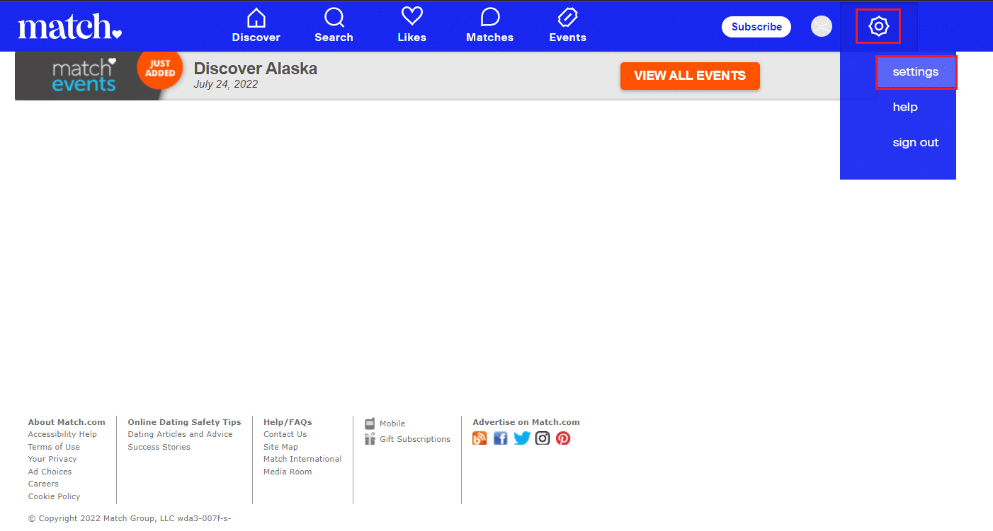 select Settings in match.com. How to Delete Match Account Permanently | block dating sites on your phone