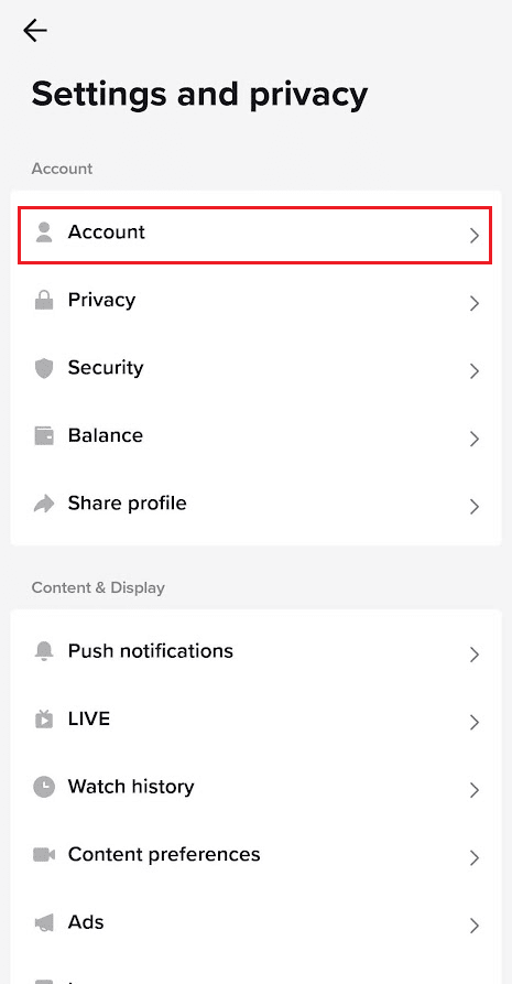 tap on Account