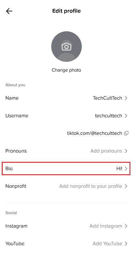Tap on Bio | add a link to your TikTok bio without a business account