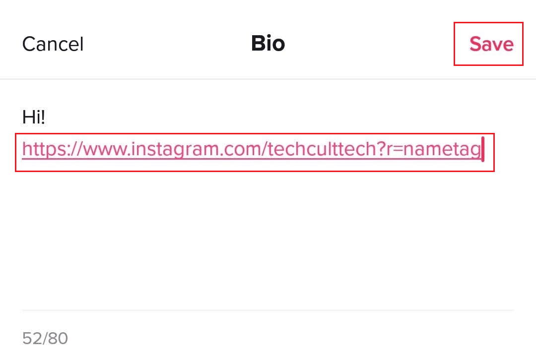 Type or paste the desired link in the given box - tap on Save