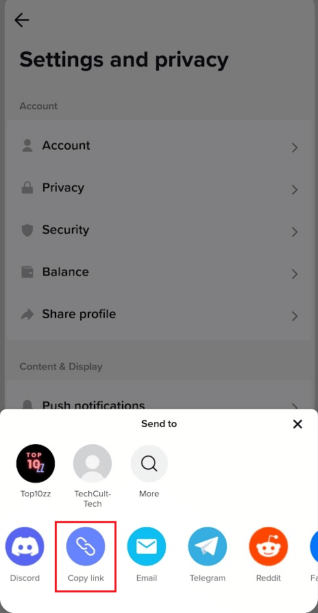 Tap on Copy link