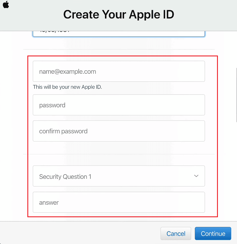 enter desired Apple ID - desired password - security questions and answers | How to Get into Your iCloud Account