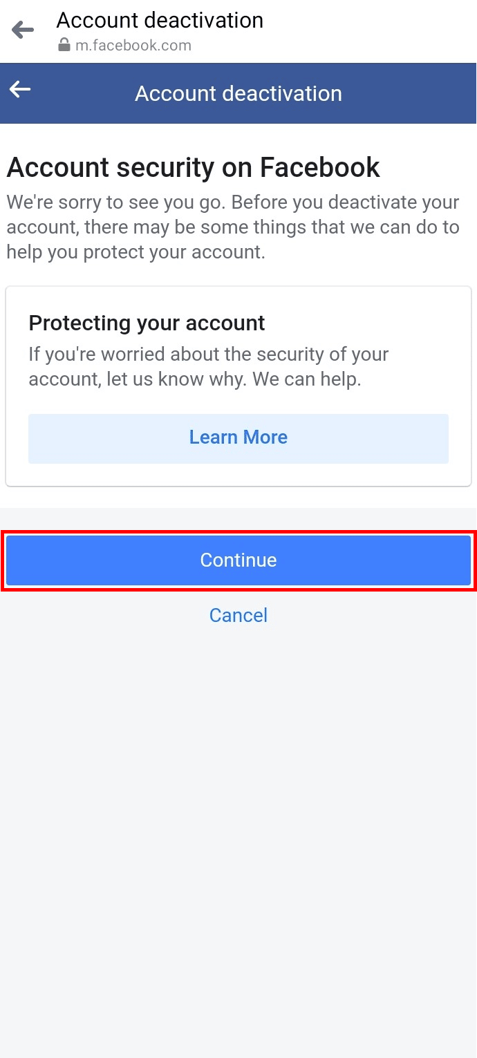 Tap on the Continue button on the next screen.