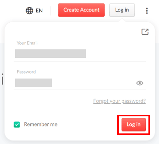 Enter your email and password and click on Log in.