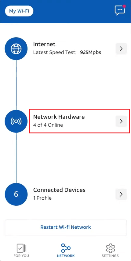Tap on Network Hardware | what happens if you reset your ATT router