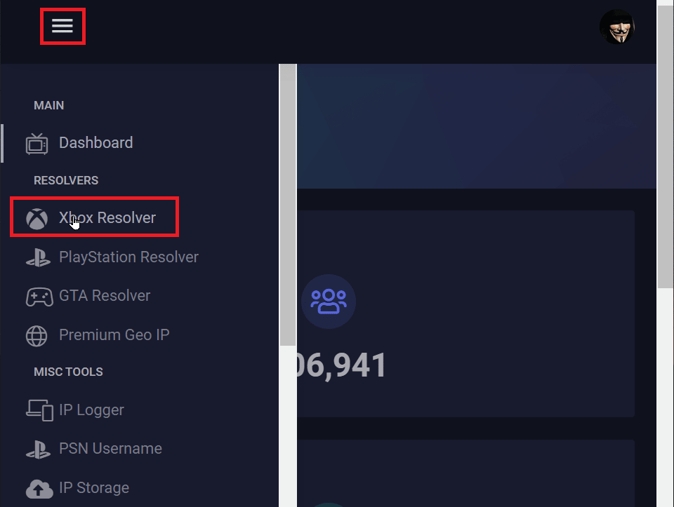 click menu and click xbox resolver. How to Find IP Address from Xbox Live Gamertag