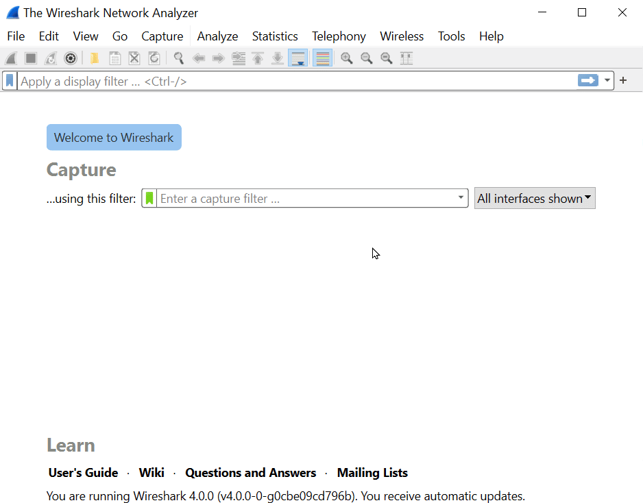 wireshark interface