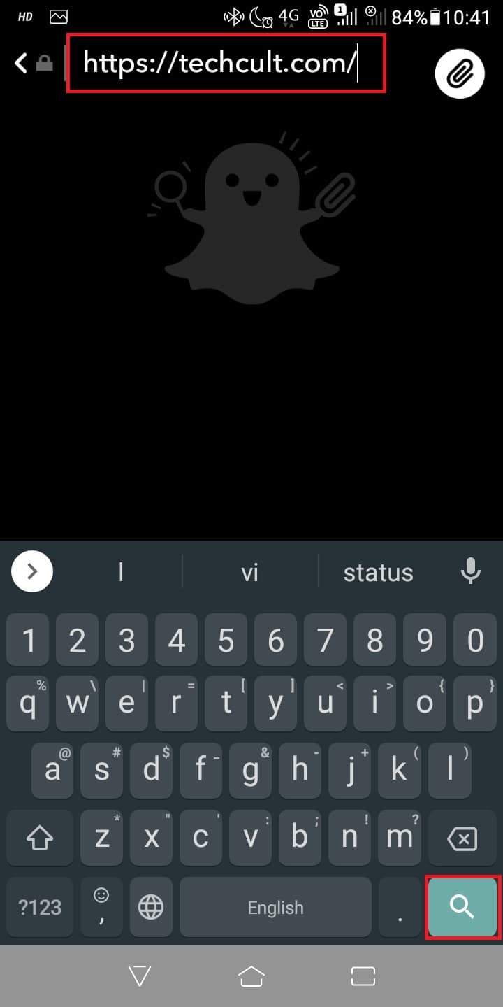 In the search bar, type or paste the link or URL that you have copied to share to your Snapchat. Click on the magnifying glass to search the link. 