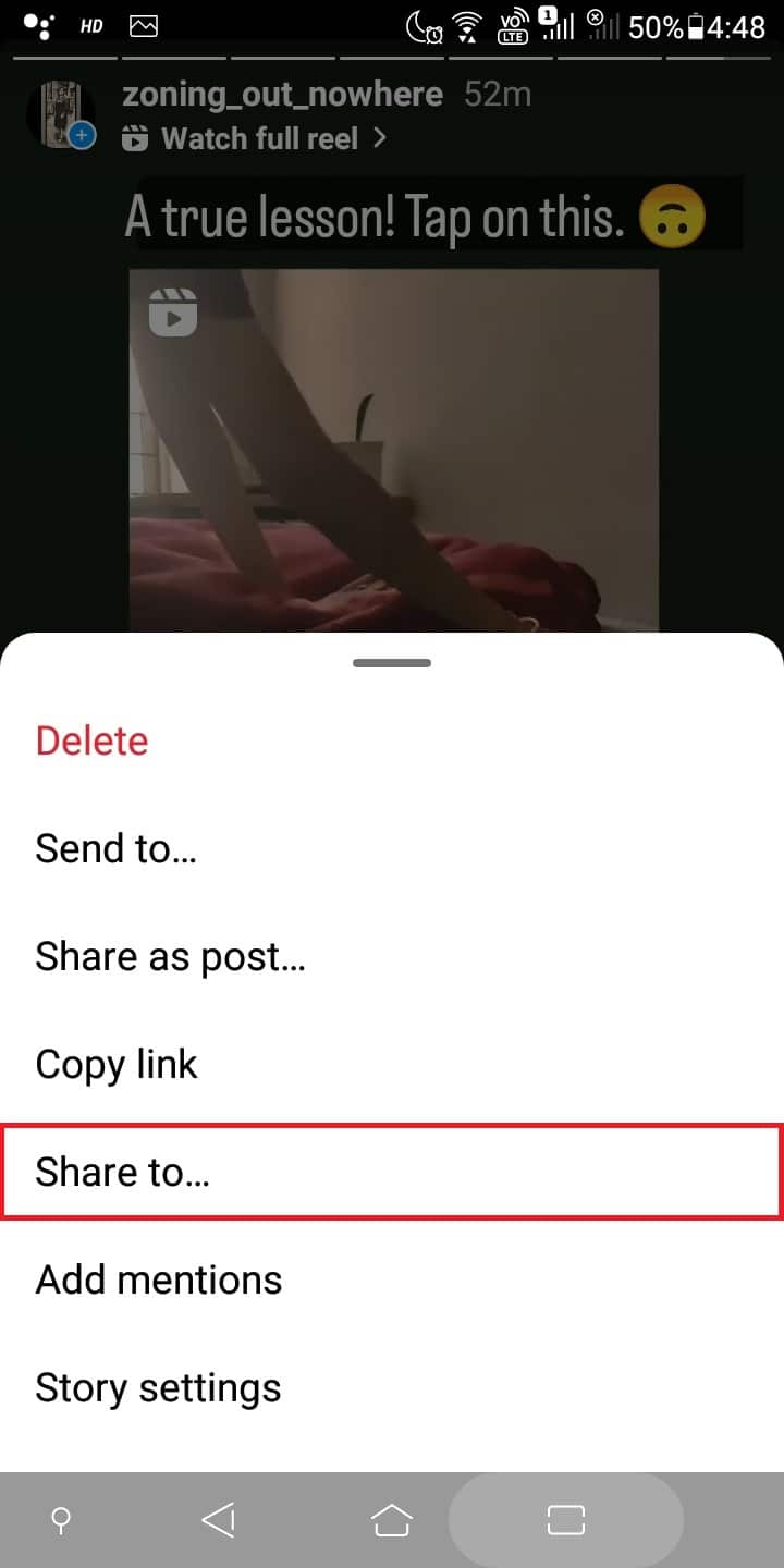 Tap on Share to to see all the sharing options. 
