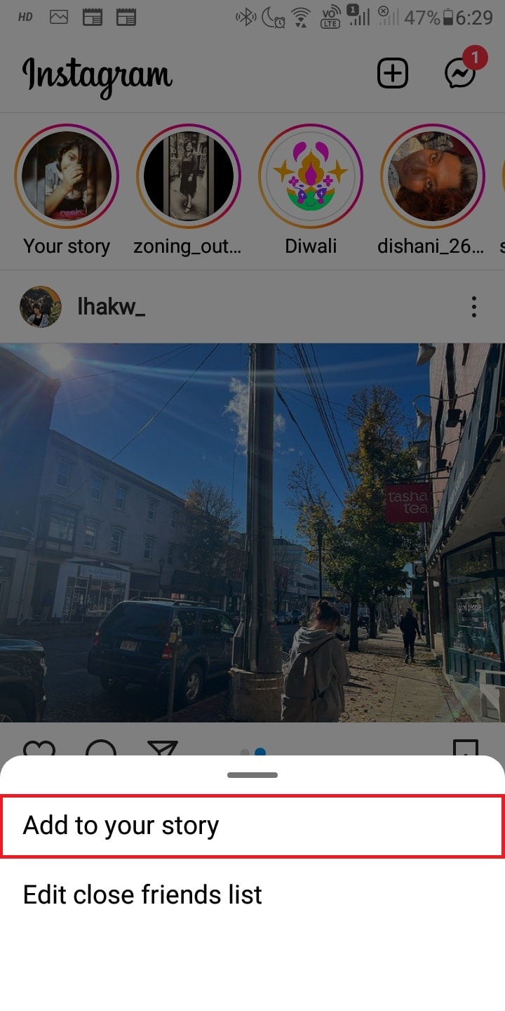 Tap on add to your story to add more than one story on Instagram. 