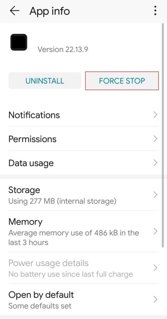 force stop app android