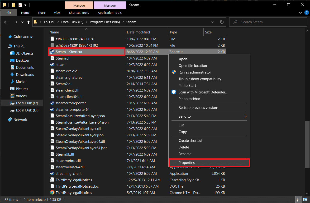 Right click on the newly created Steam shortcut and select Properties. Fix AppHangB1 Error on Steam