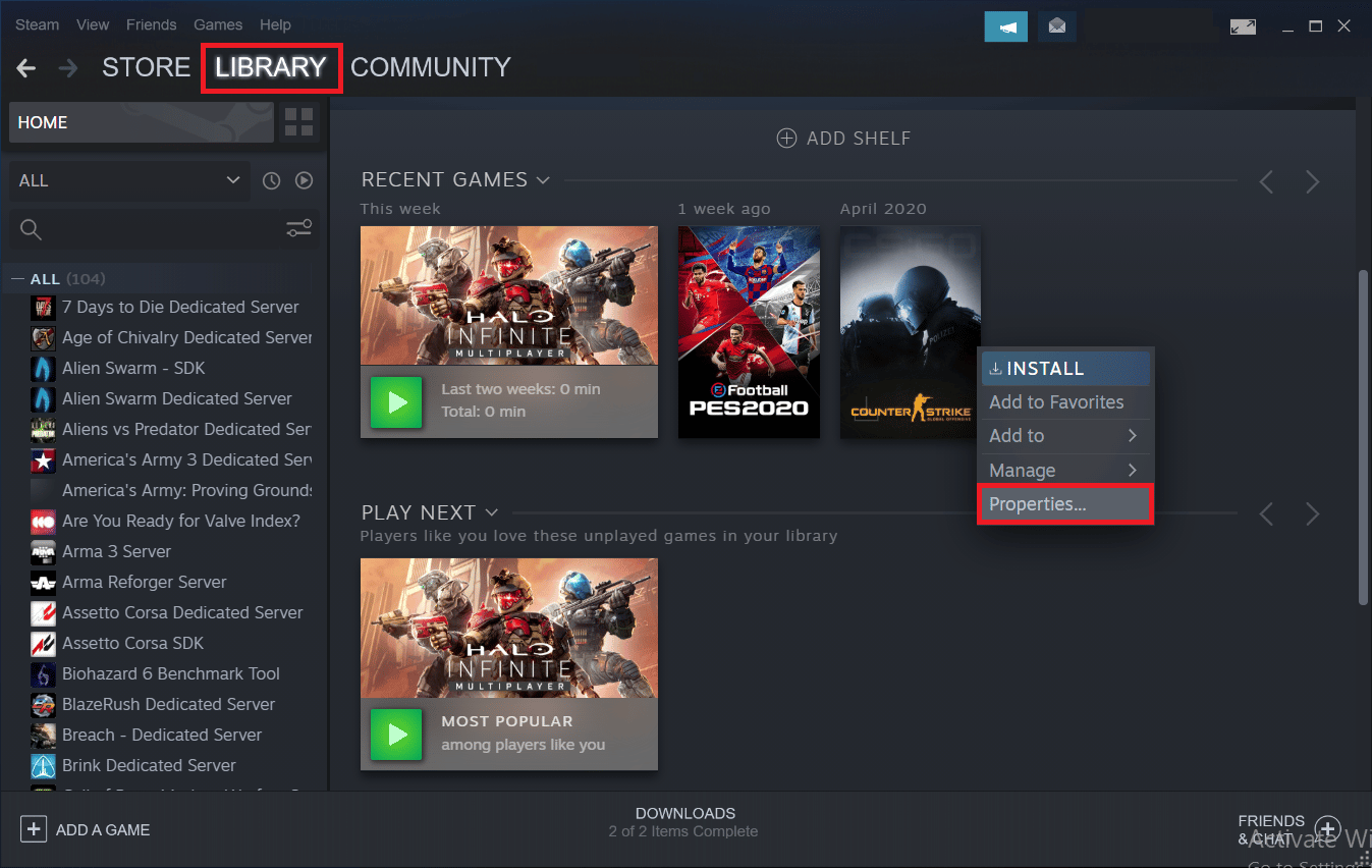 Right click on the game you are facing a problem and select Properties. Fix AppHangB1 Error on Steam