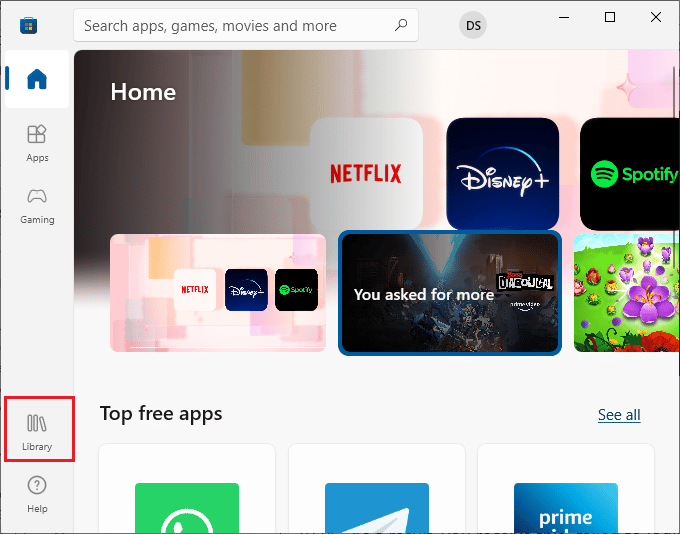 click on the Library icon