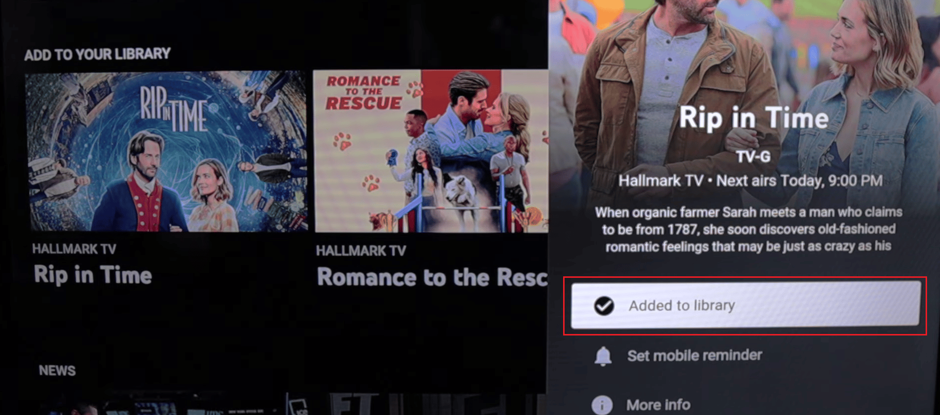 Clicking on the Added to library option will remove the program from your library