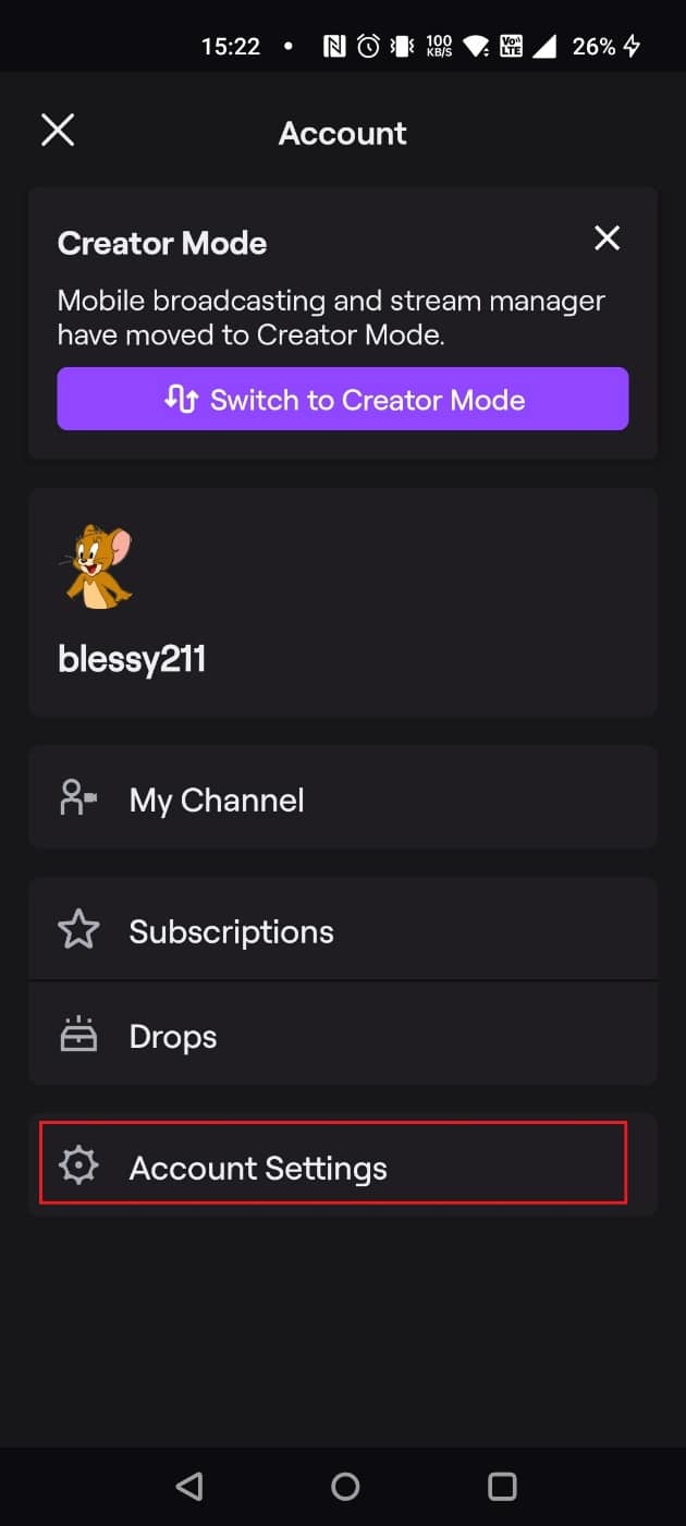 Tap on Account Settings