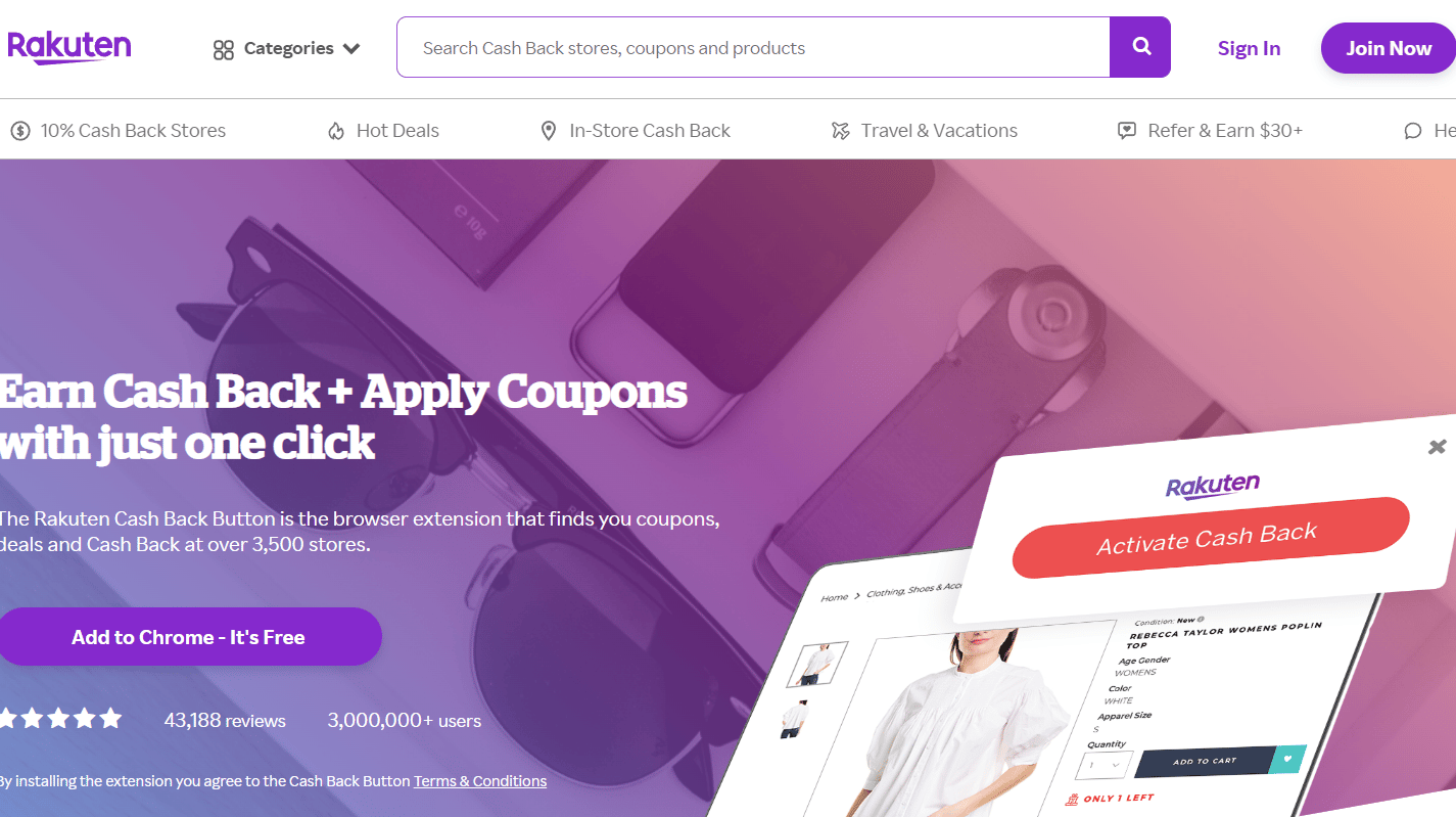 The Rakuten Cash Back Button