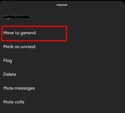 Now select Move to General from the menu | hide a conversation on Instagram