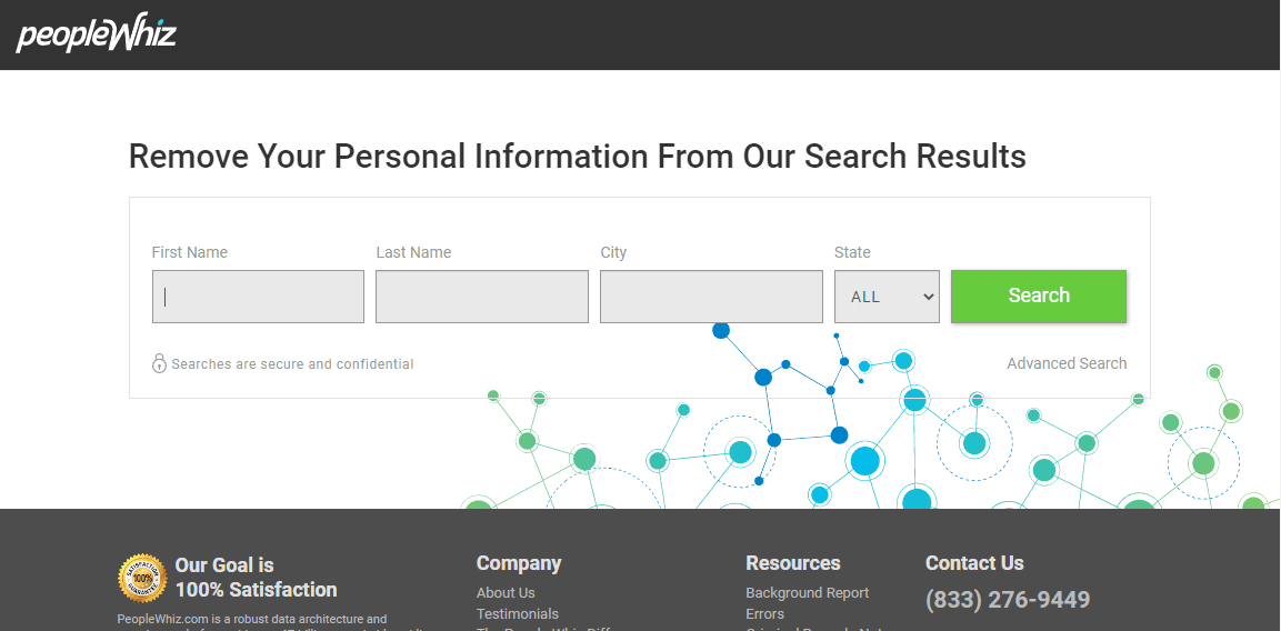 Launch PeopleWhiz opt out page